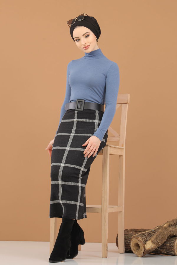 Bluz Etek Kombin İndigo - 8307 Mavi - 8307