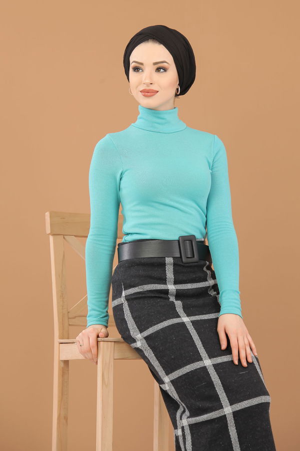 Bluz Etek Kombin Haki Yeşil - 8307 YEŞİL