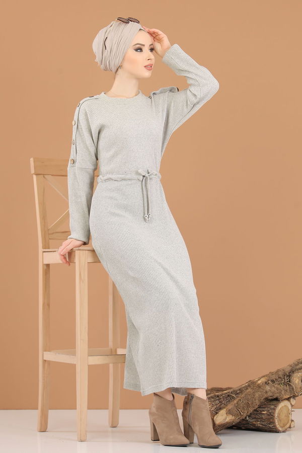8333 TRİKO ELBİSE Gri - 8333