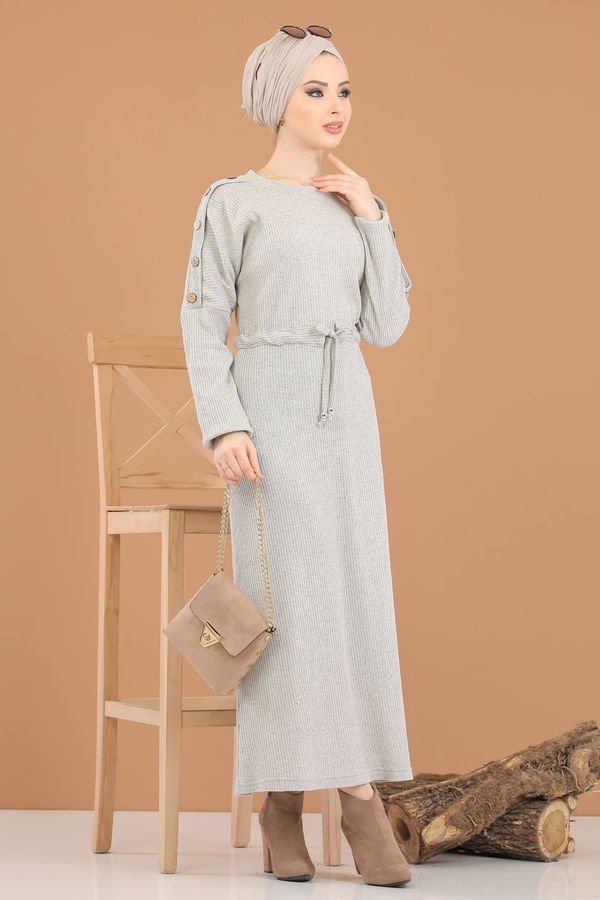 8333 TRİKO ELBİSE Gri - 8333