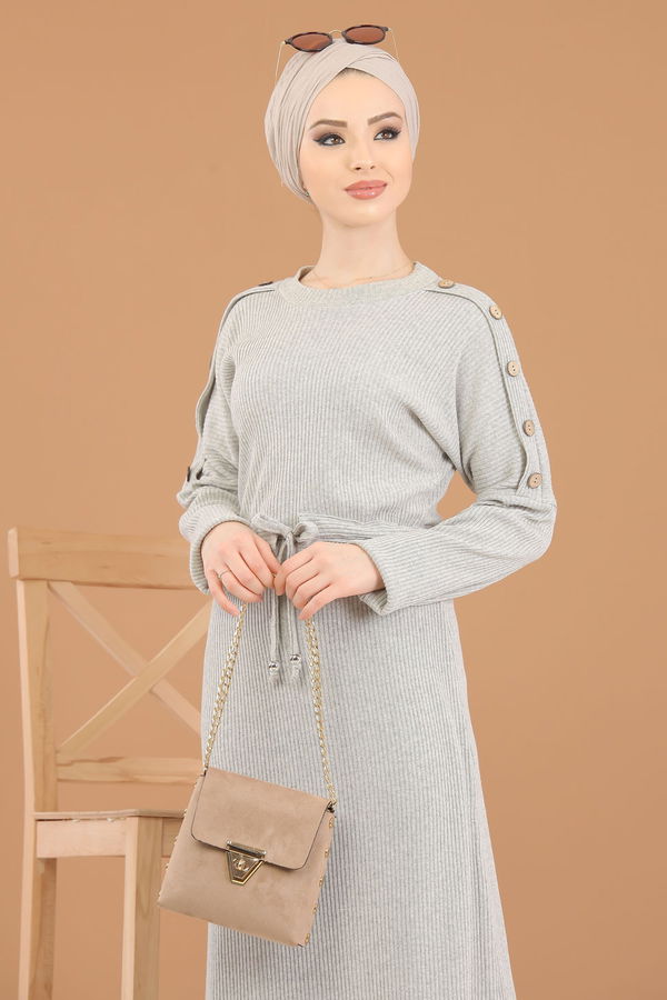 8333 TRİKO ELBİSE Gri - 8333
