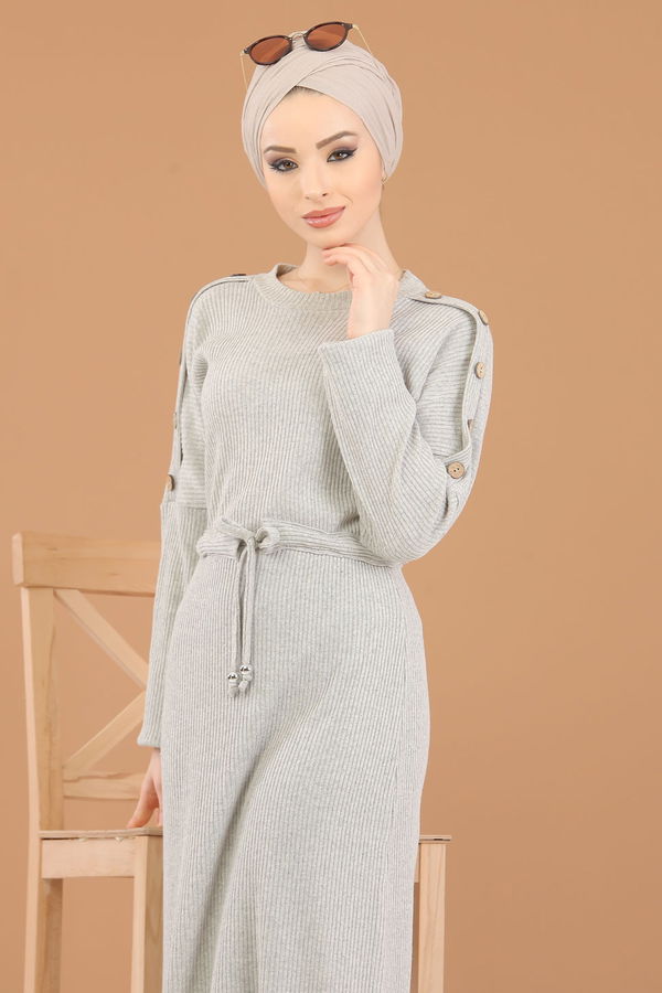 8333 TRİKO ELBİSE Gri - 8333