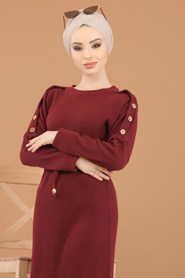 8333 TRİKO ELBİSE Bordo - 8333 BORDO