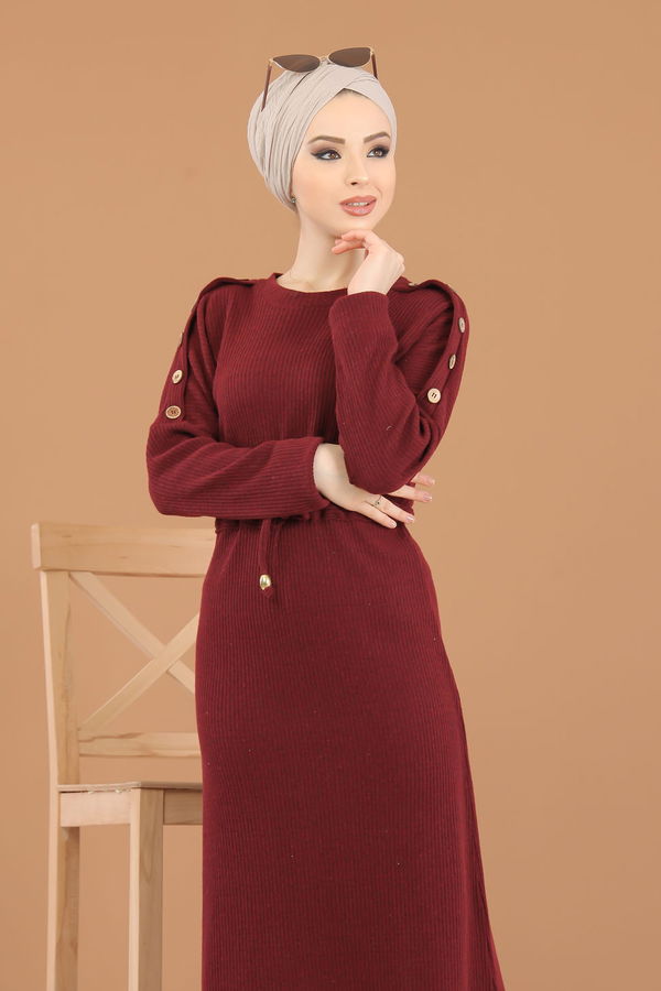 8333 TRİKO ELBİSE Bordo - 8333 BORDO