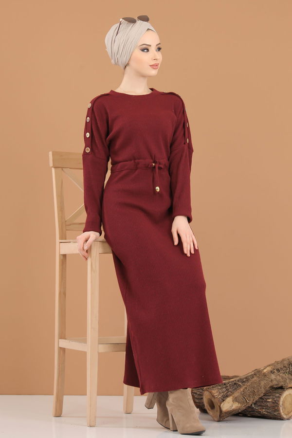 8333 TRİKO ELBİSE Bordo - 8333 BORDO