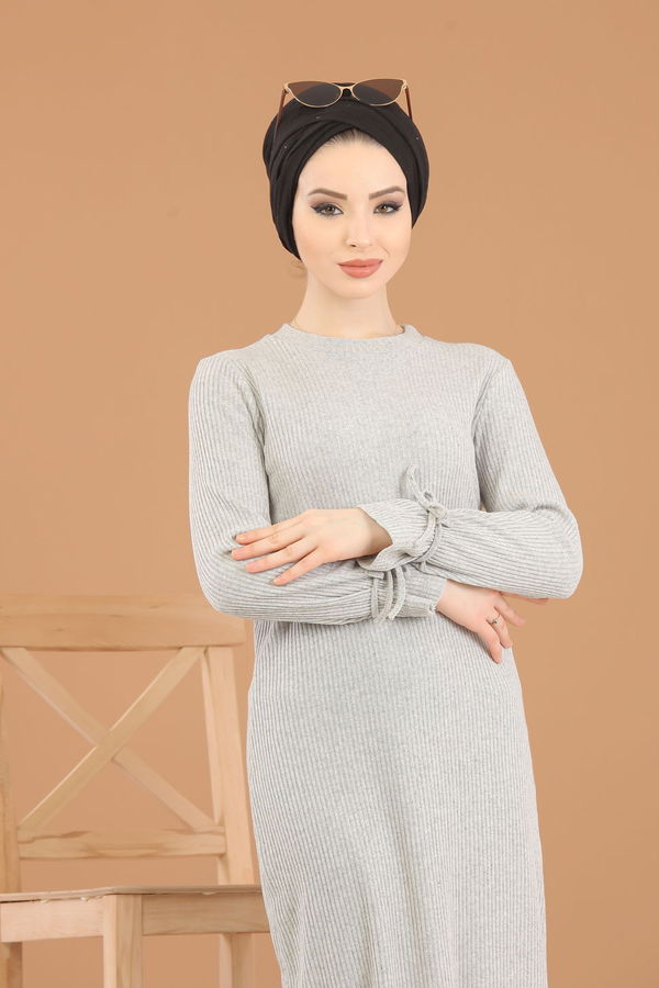 8336 TRİKO ELBİSE Gri - 8336