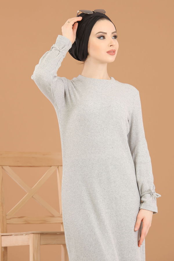8336 TRİKO ELBİSE Gri - 8336