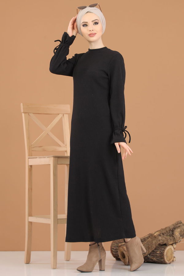 8336 TRİKO ELBİSE Siyah - 8336 SİYAH
