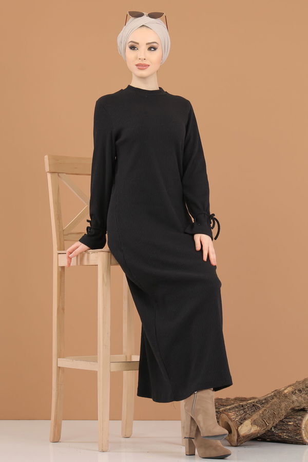 8336 TRİKO ELBİSE Siyah - 8336 SİYAH