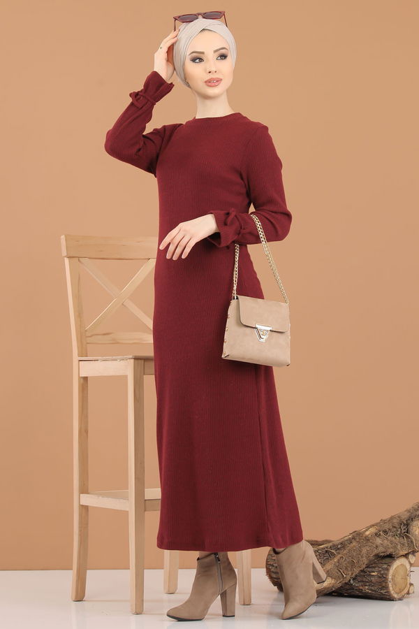 8336 TRİKO ELBİSE Bordo - 8336 BORDO