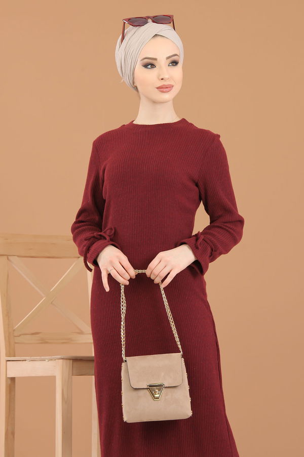 8336 TRİKO ELBİSE Bordo - 8336 BORDO