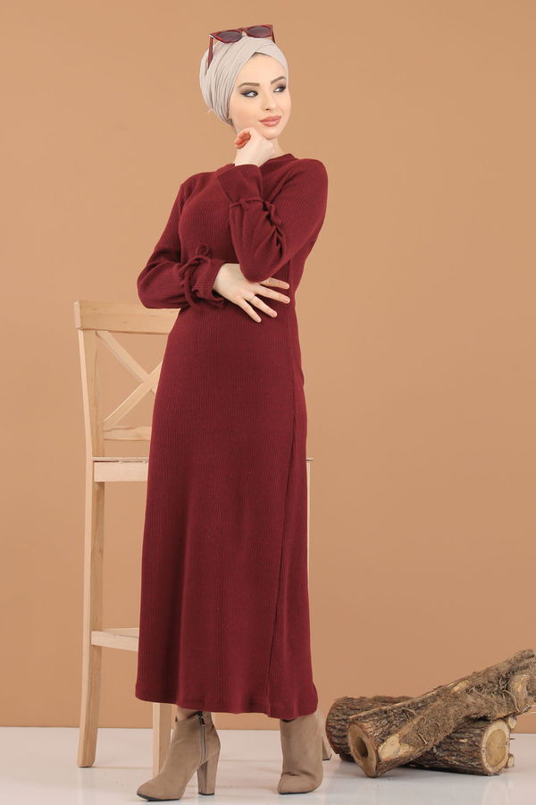 8336 TRİKO ELBİSE Bordo - 8336 BORDO