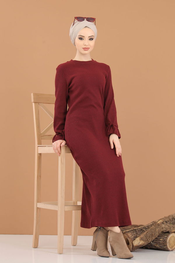8336 TRİKO ELBİSE Bordo - 8336 BORDO