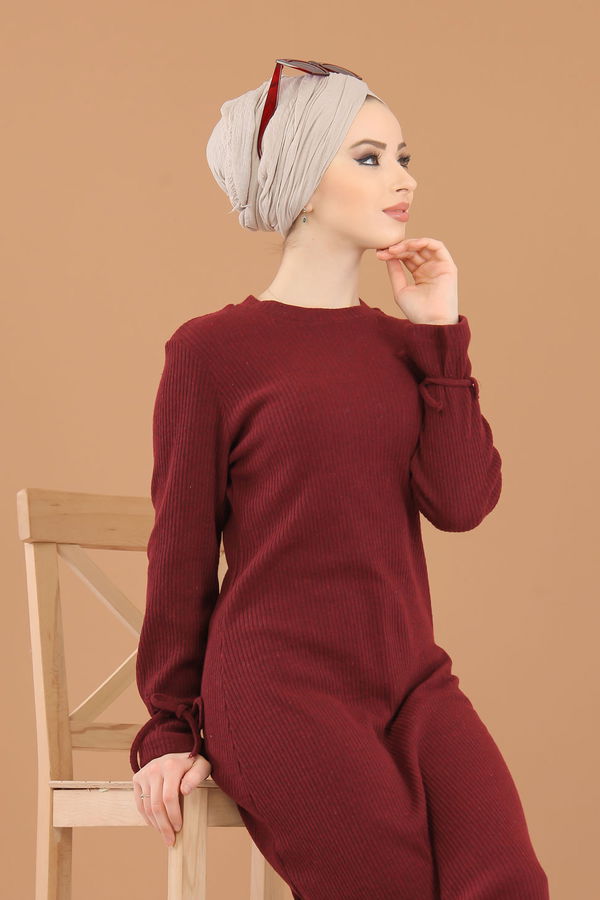 8336 TRİKO ELBİSE Bordo - 8336 BORDO
