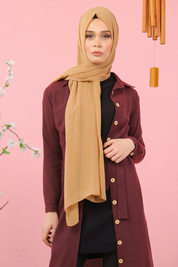 3011 DÜGMELİ UZUN GÖMLEK Bordo - 3011