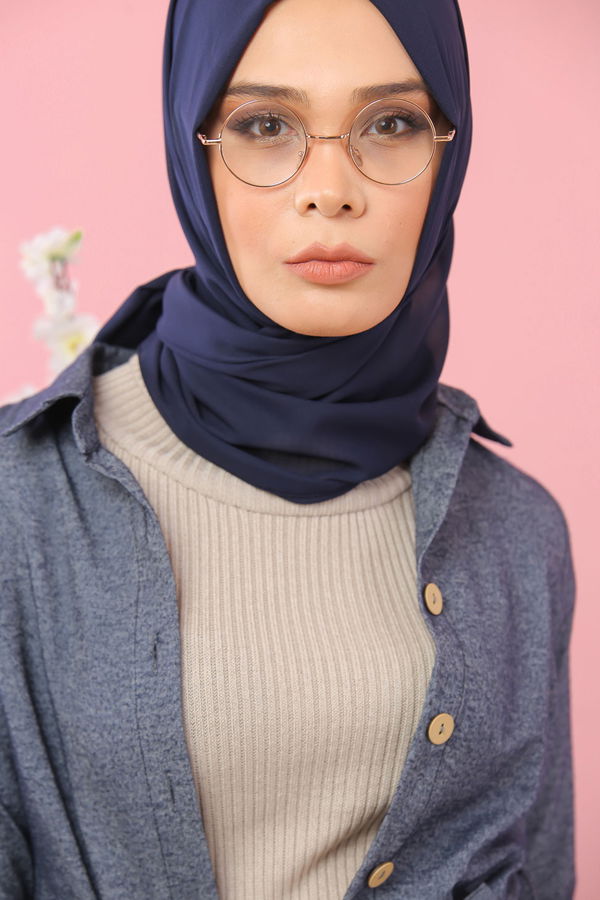3011 DÜGMELİ UZUN GÖMLEK Lacivert - 3011
