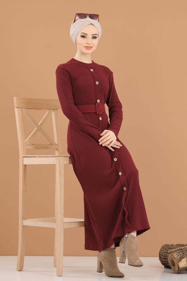 8353 TRIKO ELBISE Bordo - 8353 BORDO