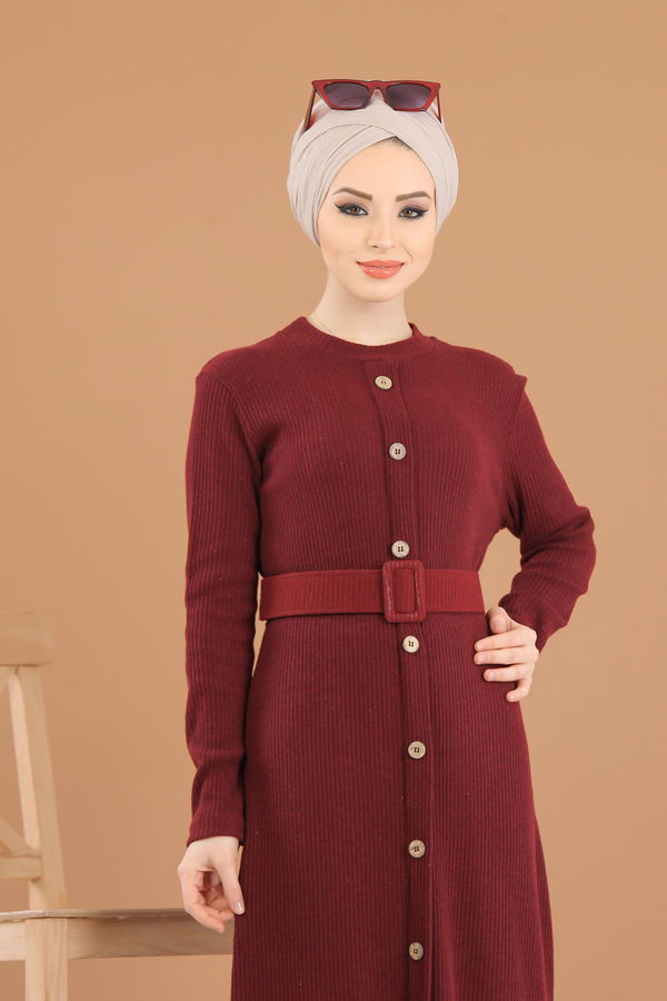 8353 TRIKO ELBISE Bordo - 8353 BORDO