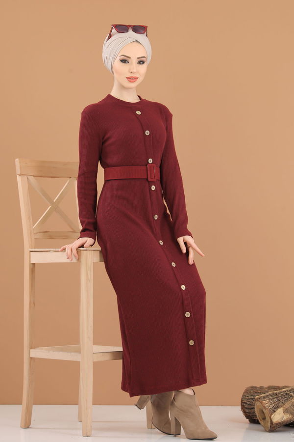 8353 TRIKO ELBISE Bordo - 8353 BORDO