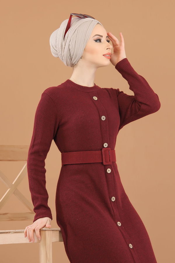 8353 TRIKO ELBISE Bordo - 8353 BORDO