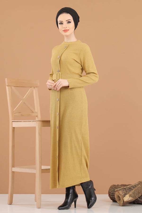 8353 TRIKO ELBISE Sarı - 8353