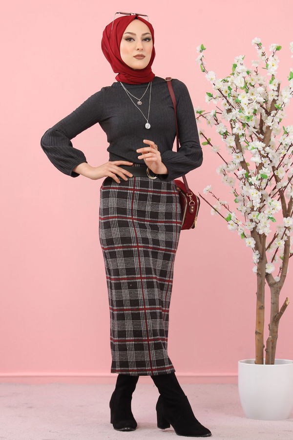 8346 BLUZ ETEK KOMBİN Bordo - 8346