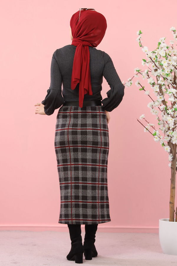 8346 BLUZ ETEK KOMBİN Bordo - 8346