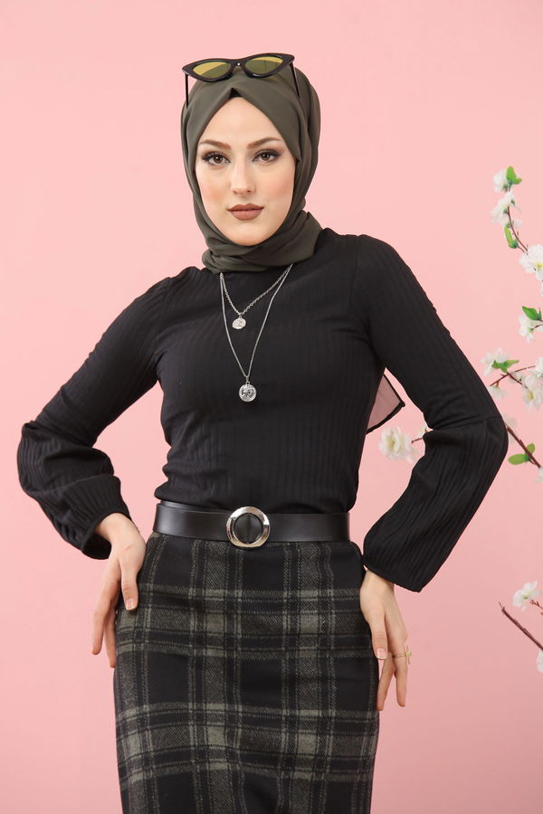 8334 BLUZ ETEK KOMBİN Haki - 8334