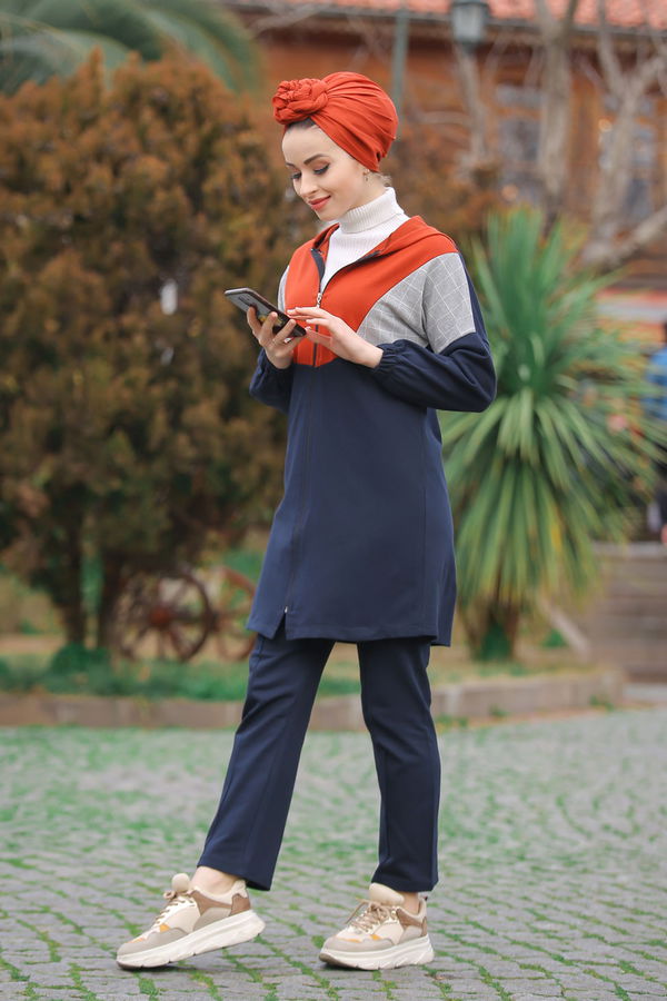 Kapşonlu Tunik Pantolon  Lacivert - 4118