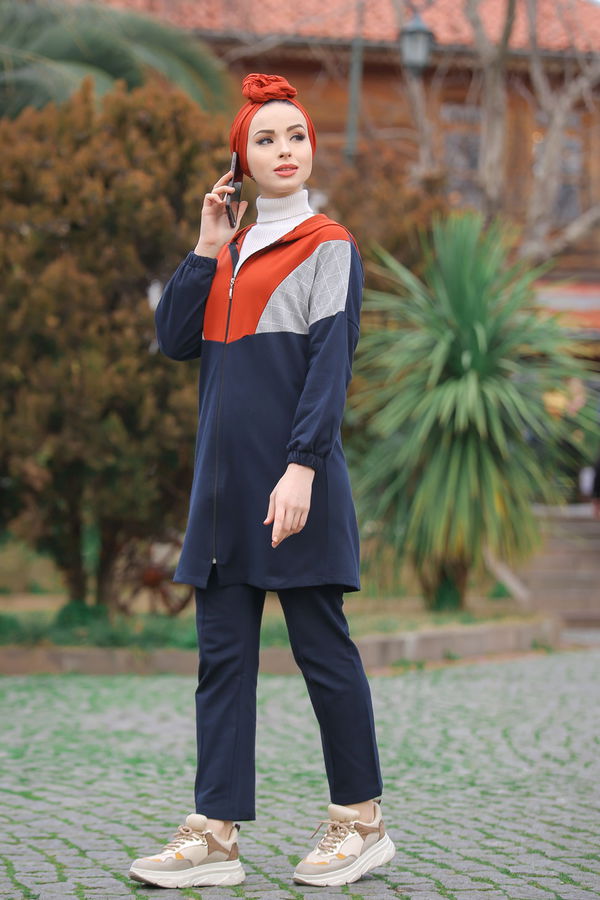 Kapşonlu Tunik Pantolon  Lacivert - 4118