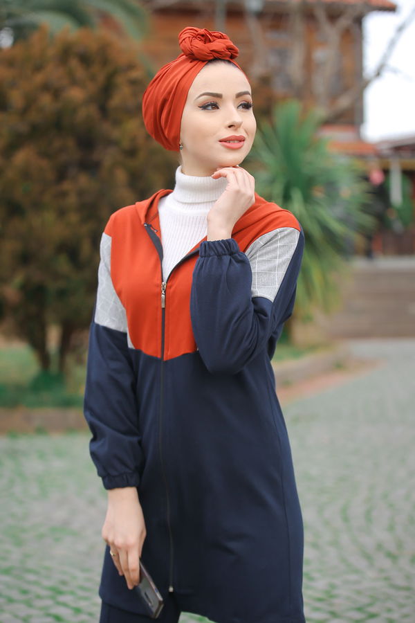 Kapşonlu Tunik Pantolon  Lacivert - 4118