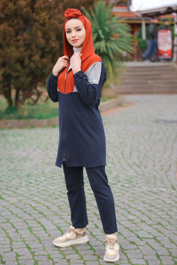 Kapşonlu Tunik Pantolon  Lacivert - 4118