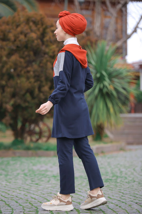 Kapşonlu Tunik Pantolon  Lacivert - 4118