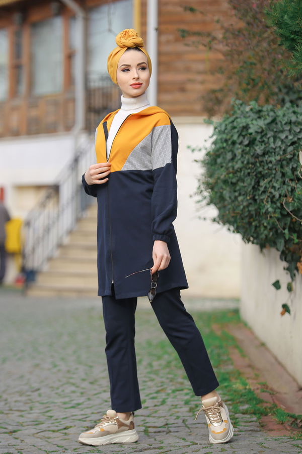 Kapşonlu Tunik Pantolon  Lacivert - 4118