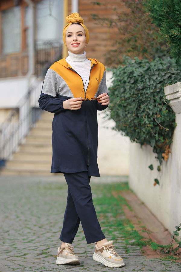 Kapşonlu Tunik Pantolon  Lacivert - 4118