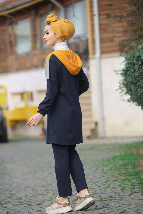 Kapşonlu Tunik Pantolon  Lacivert - 4118