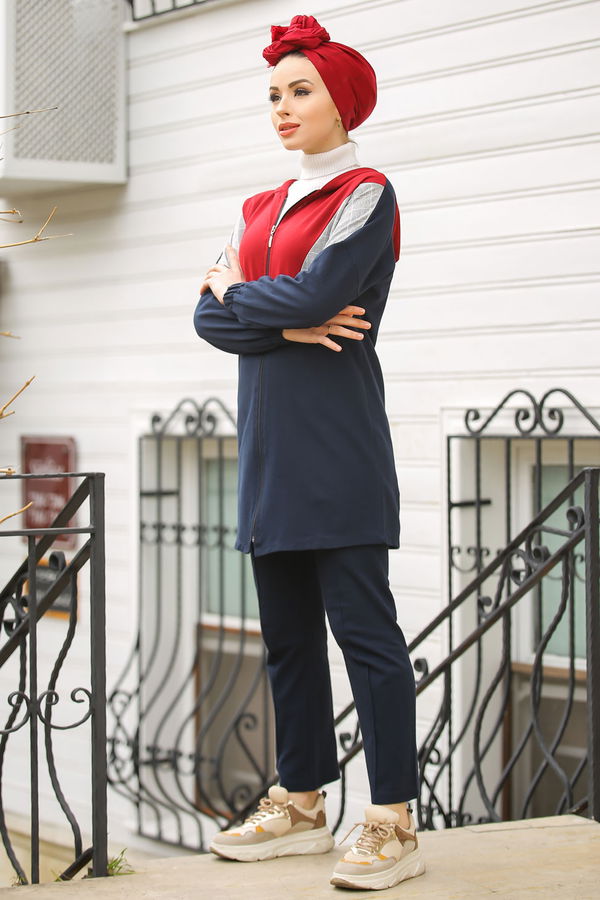 Kapşonlu Tunik Pantolon  Lacivert - 4118