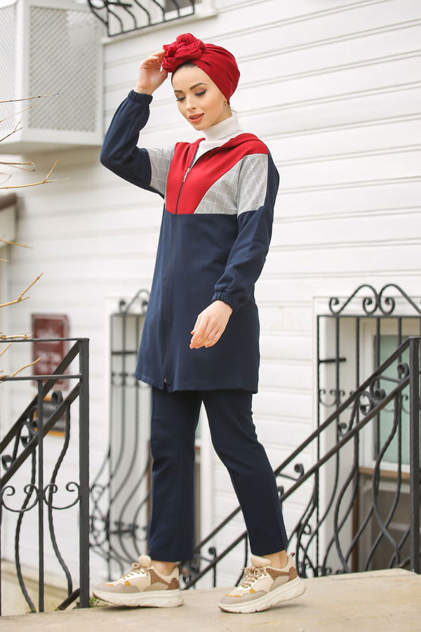 Kapşonlu Tunik Pantolon  Lacivert - 4118