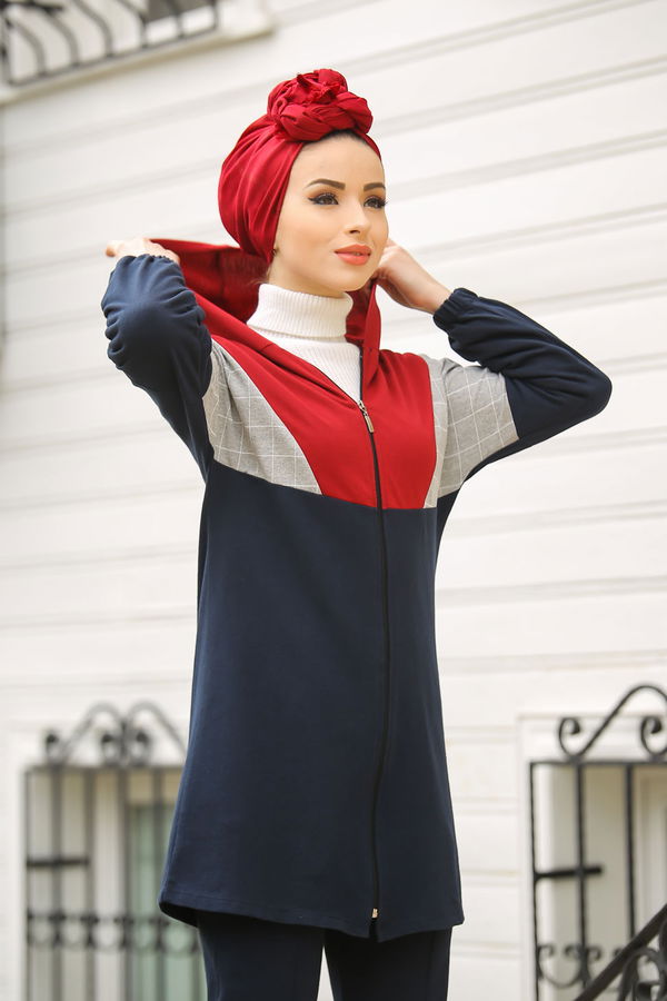 Kapşonlu Tunik Pantolon  Lacivert - 4118