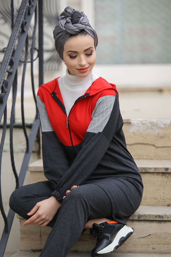 Kapşonlu Tunik Pantolon  Antrasit - 4118