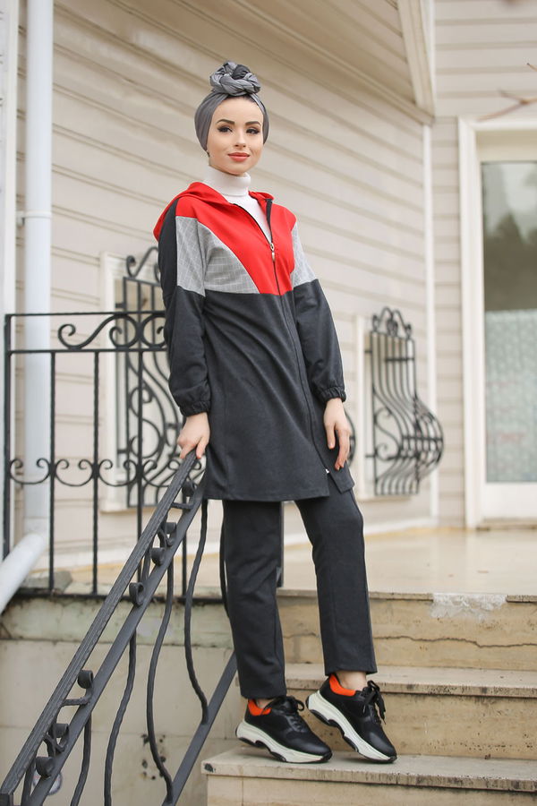 Kapşonlu Tunik Pantolon  Antrasit - 4118
