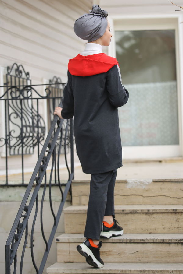 Kapşonlu Tunik Pantolon  Antrasit - 4118