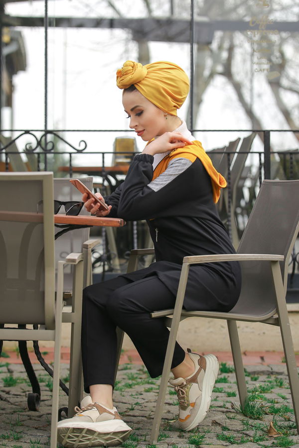 Kapşonlu Tunik Pantolon  Siyah - 4118