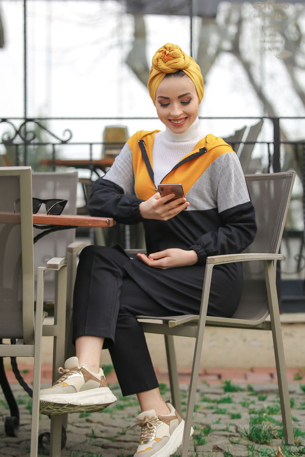 Kapşonlu Tunik Pantolon  Siyah - 4118