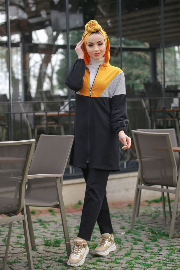 Kapşonlu Tunik Pantolon  Siyah - 4118