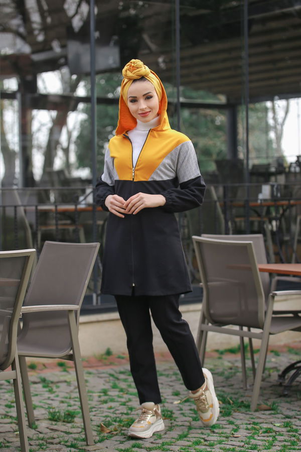 Kapşonlu Tunik Pantolon  Siyah - 4118