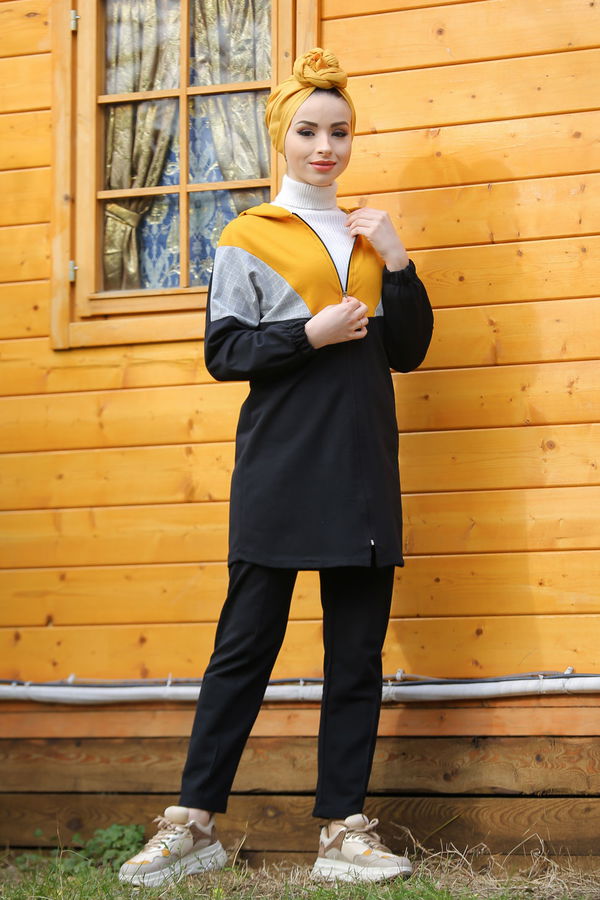 Kapşonlu Tunik Pantolon  Siyah - 4118