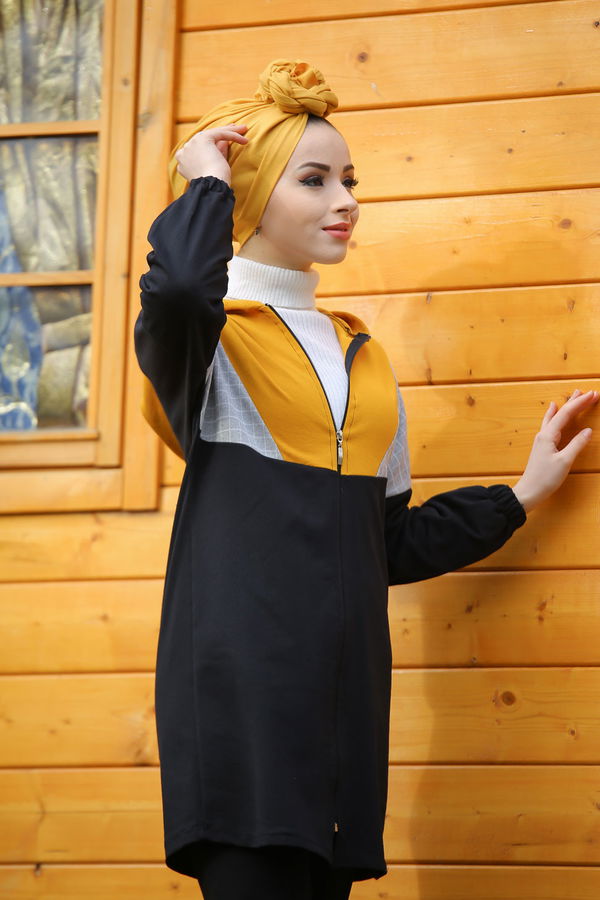 Kapşonlu Tunik Pantolon  Siyah - 4118