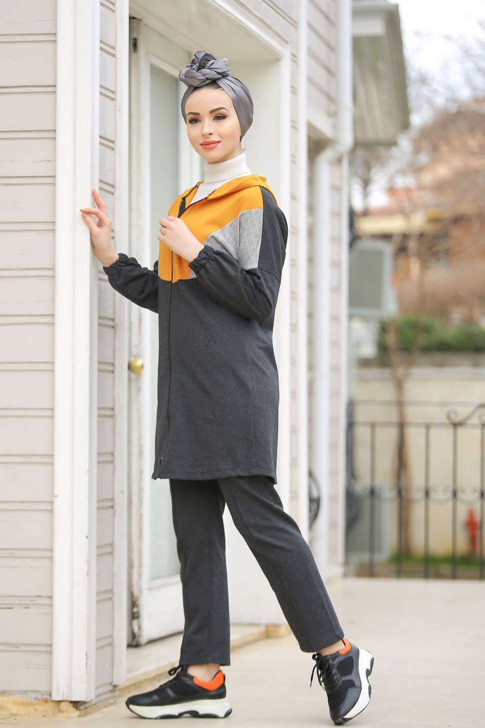 Kapşonlu Tunik Pantolon  Antrasit - 4118