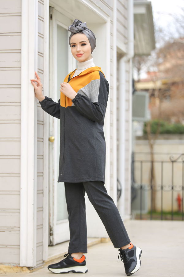 Kapşonlu Tunik Pantolon  Antrasit - 4118